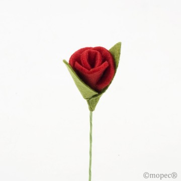 Rosa roja fieltro - 13,5cm.